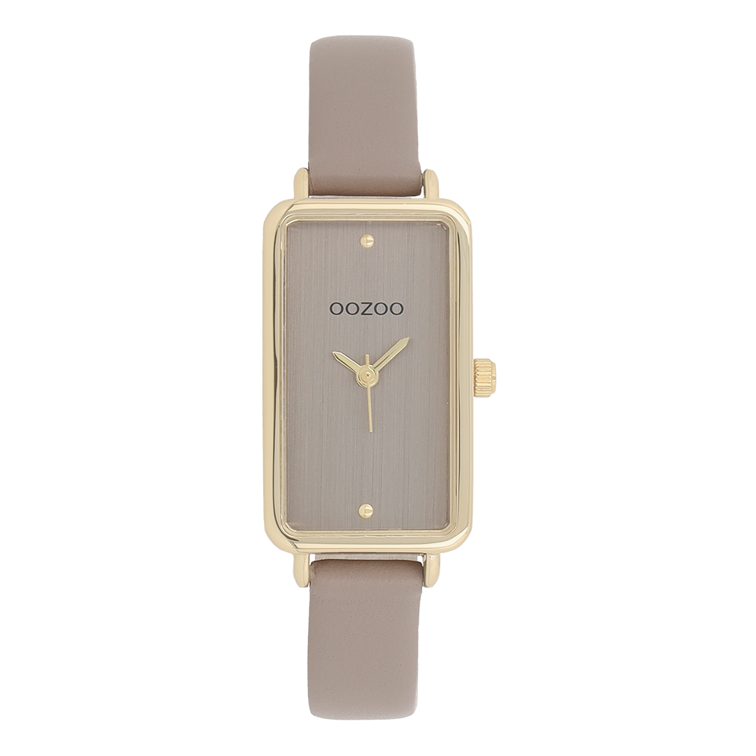Gold coloured OOZOO watch with taupe leather strap - C11531