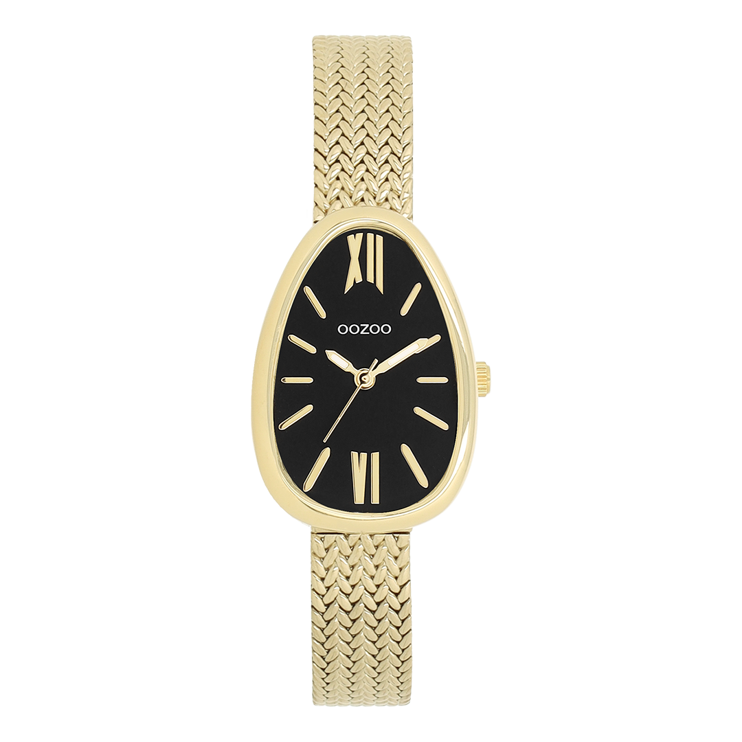 Gold coloured OOZOO watch with metal v-mesh bracelet - C11643