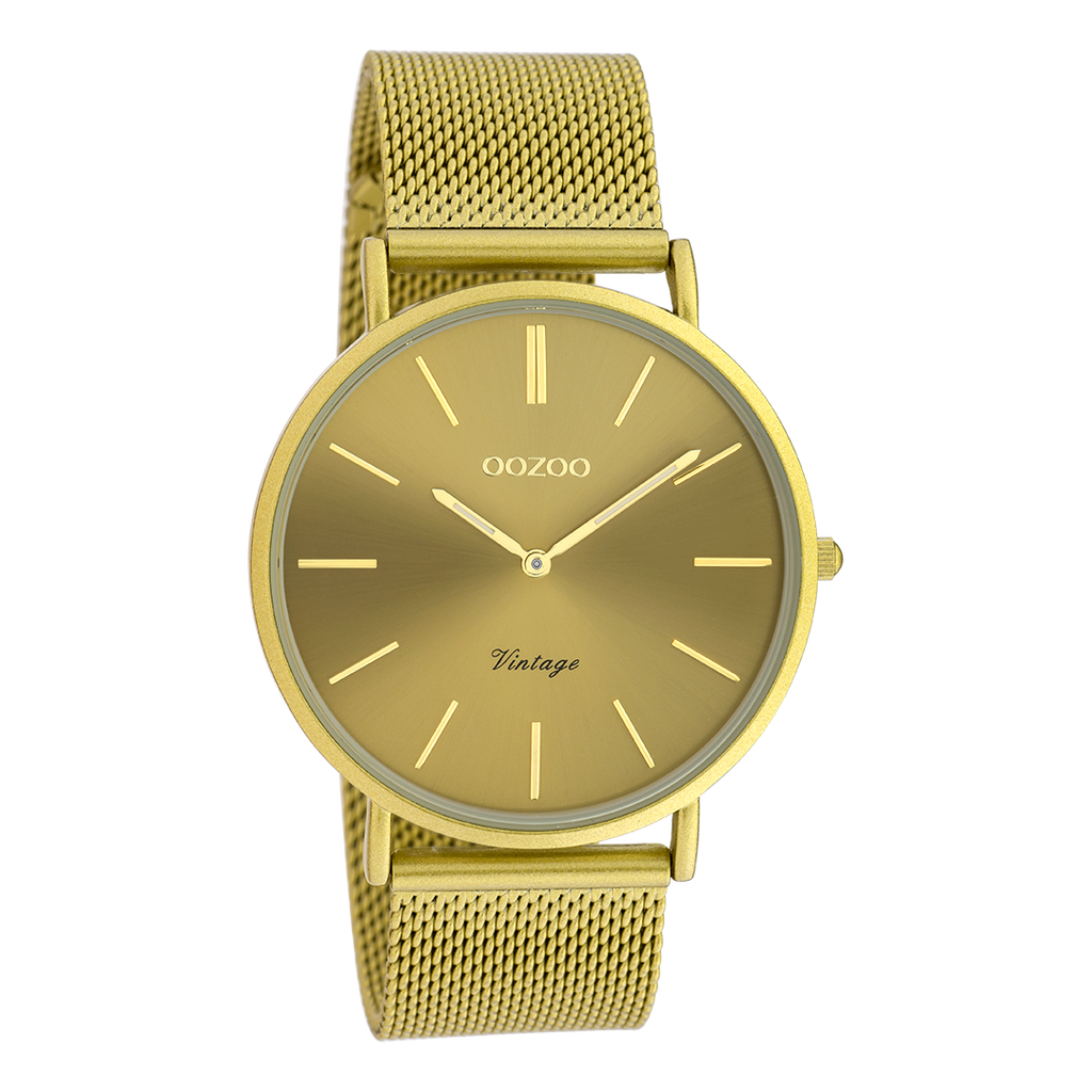 Mustard yellow OOZOO watch with metal mesh bracelet - C20000