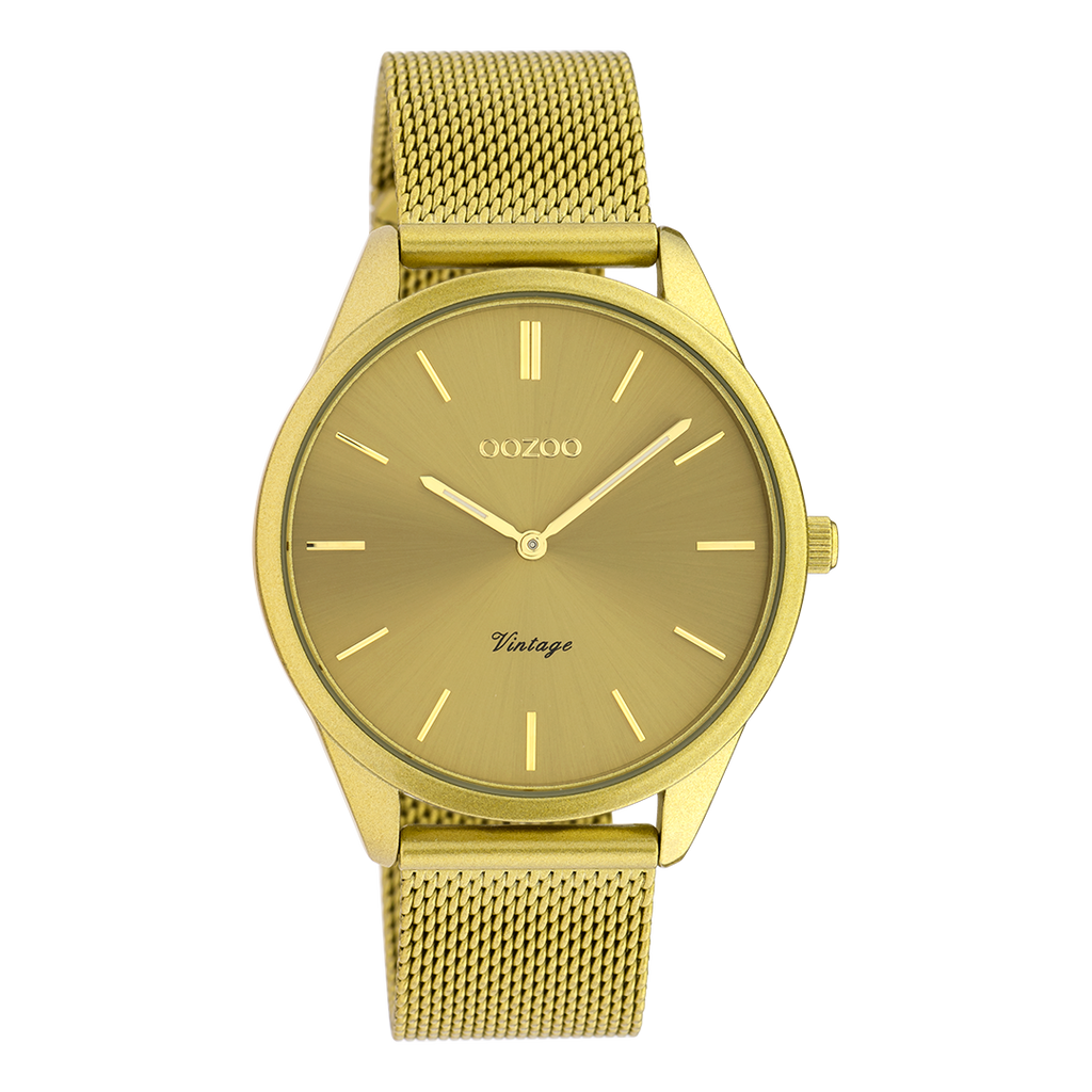 Mustard yellow OOZOO watch with metal mesh bracelet - C20005