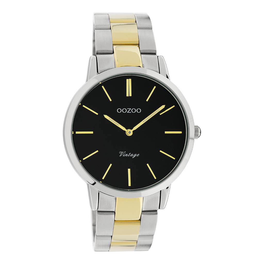 Silver coloured OOZOO watch with silver/gold coloured stainless steel bracelet - C20104