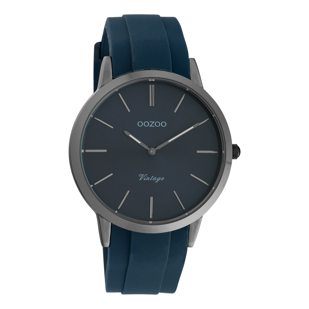Titanium OOZOO watch with dark blue rubber strap - C20171