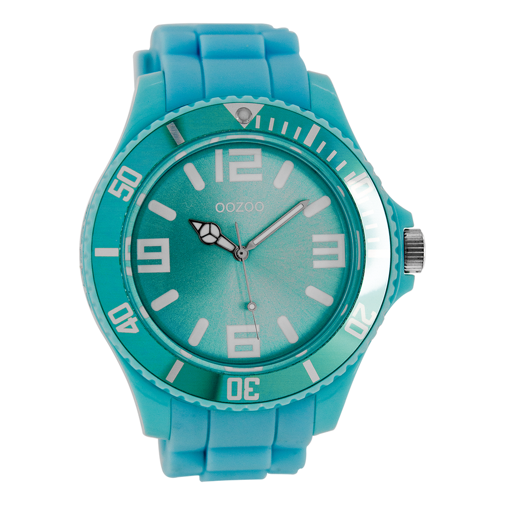 OOZOO Montre en blue clair avec bracelet en caoutchouc en blue clair - C4165