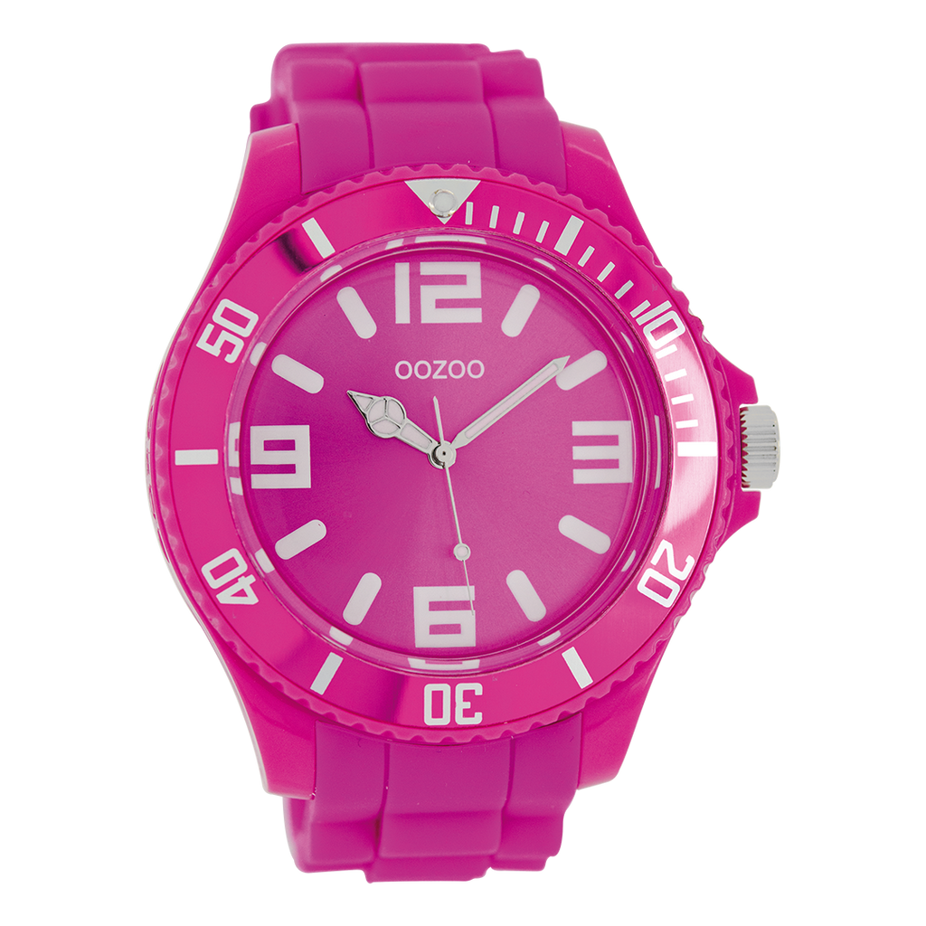 OOZOO Montre en rose avec bracelet en caoutchouc en rose - C4166