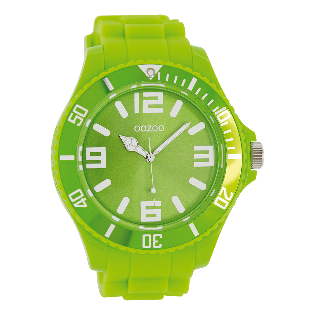 Fluo groene OOZOO horloge met rubber band - C4167