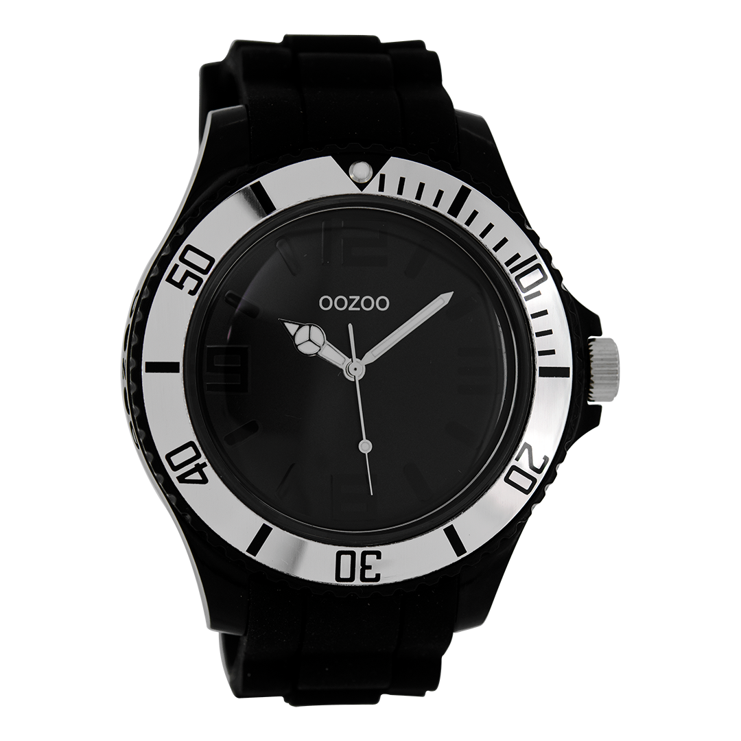 Zwarte OOZOO horloge met rubber band - C4169
