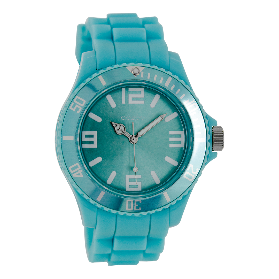 OOZOO Montre en blue clair avec bracelet en caoutchouc en blue clair - C4176