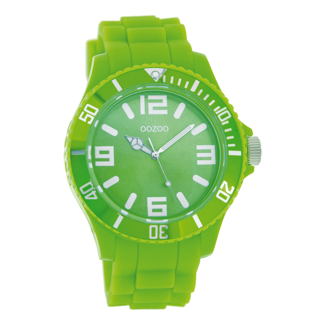 OOZOO Montre en vert fluo avec bracelet en caoutchouc en vert fluo - C4178