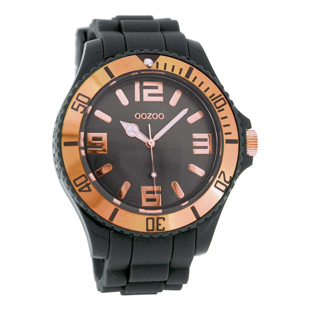 OOZOO Montre en gris foncé avec bracelet en caoutchouc en gris foncé - C4284