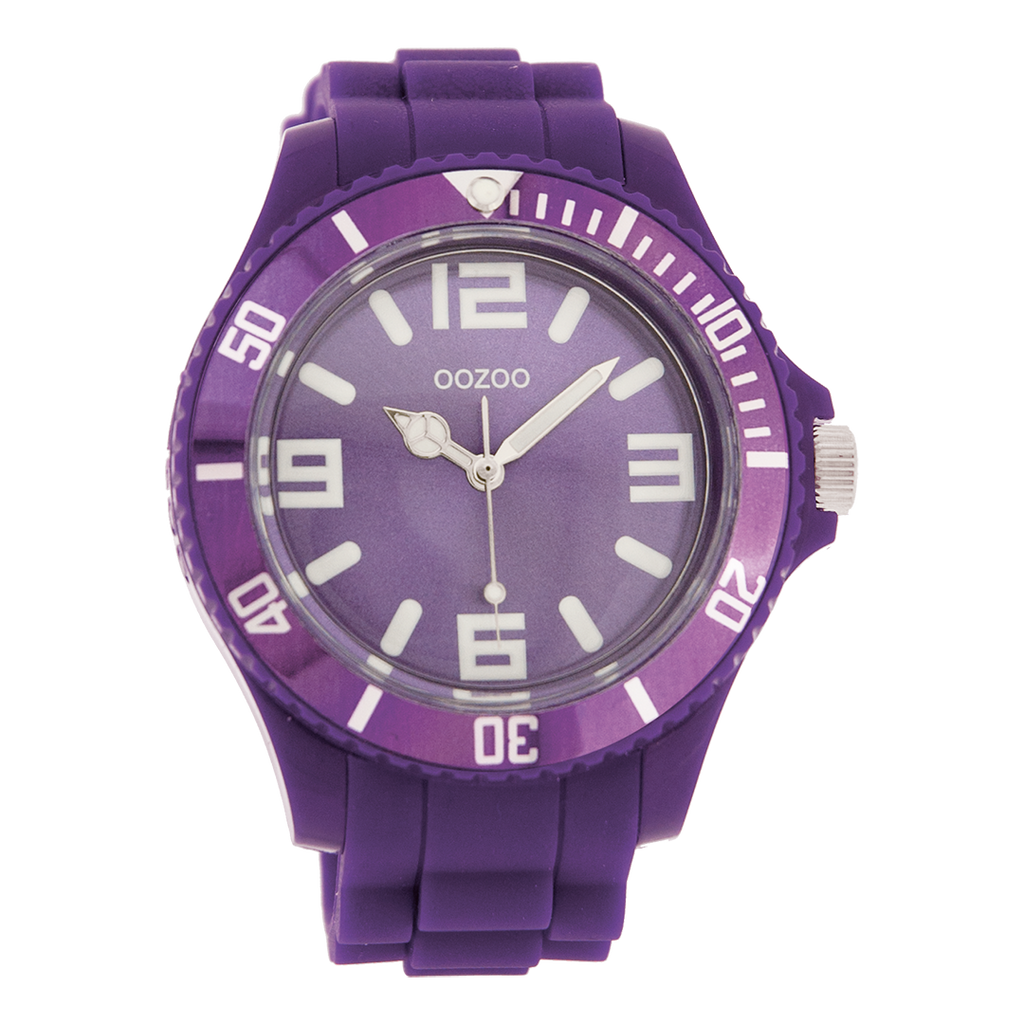 OOZOO Montre en violet avec bracelet en caoutchouc en violet - C4286