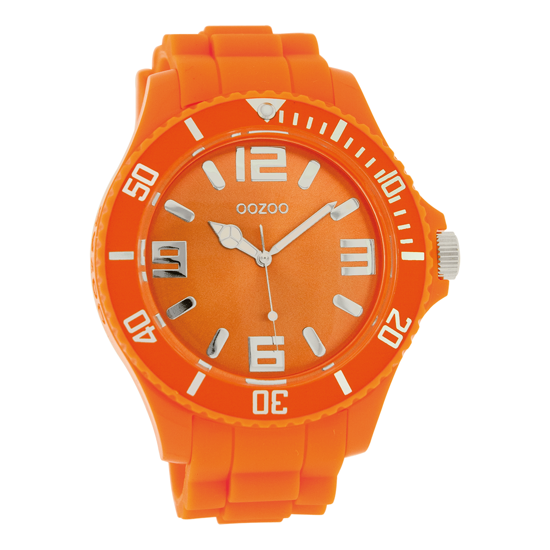 Fluo oranje OOZOO horloge met rubber band - C4333