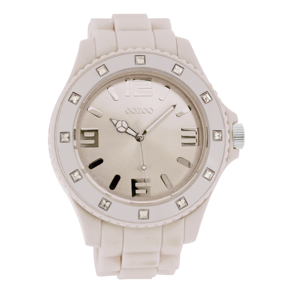 OOZOO Montre en vieux rose avec bracelet en caoutchouc en vieux rose - C4338