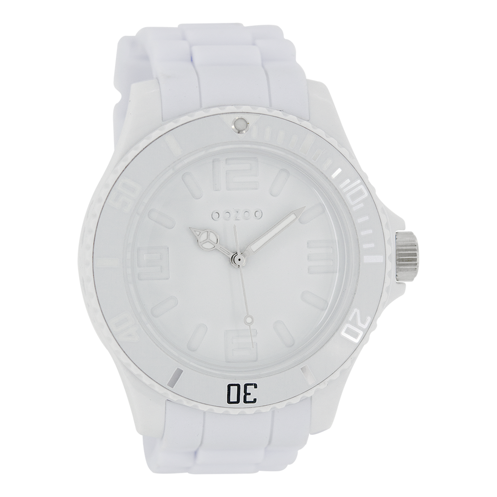 OOZOO Montre en blanc avec bracelet en caoutchouc en blanc - C4341