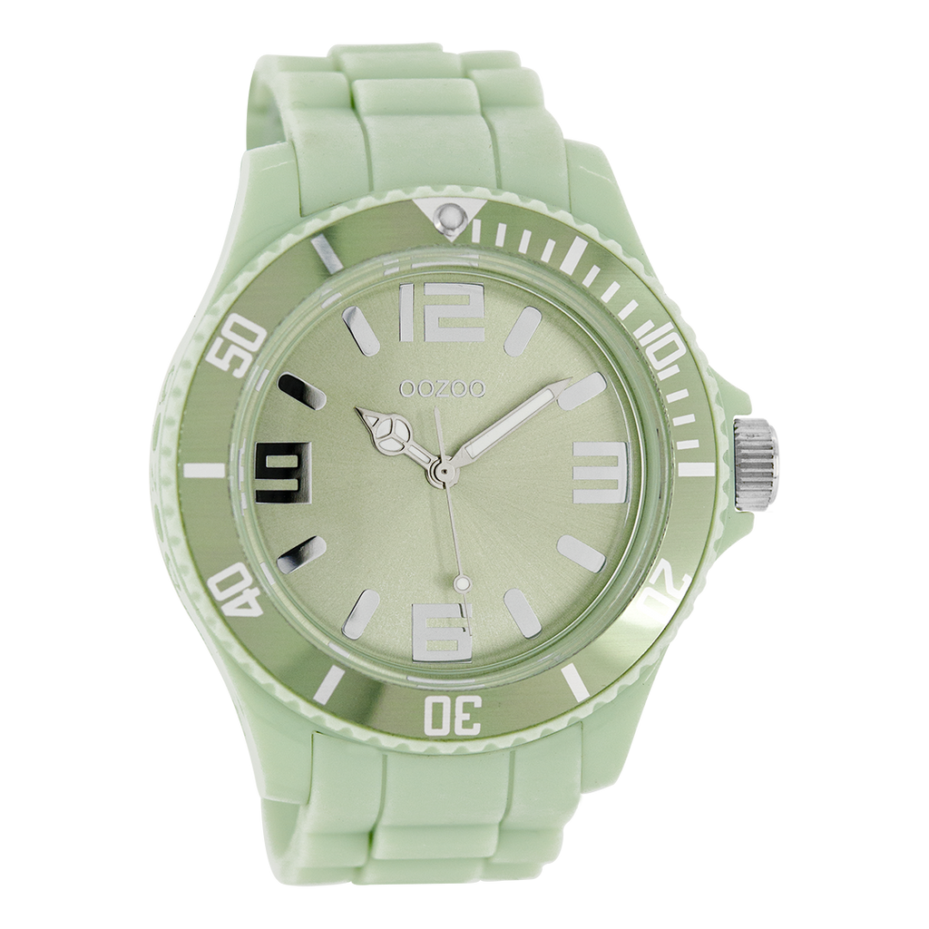 OOZOO Montre en vert jade avec bracelet en caoutchouc en vert jade - C4343