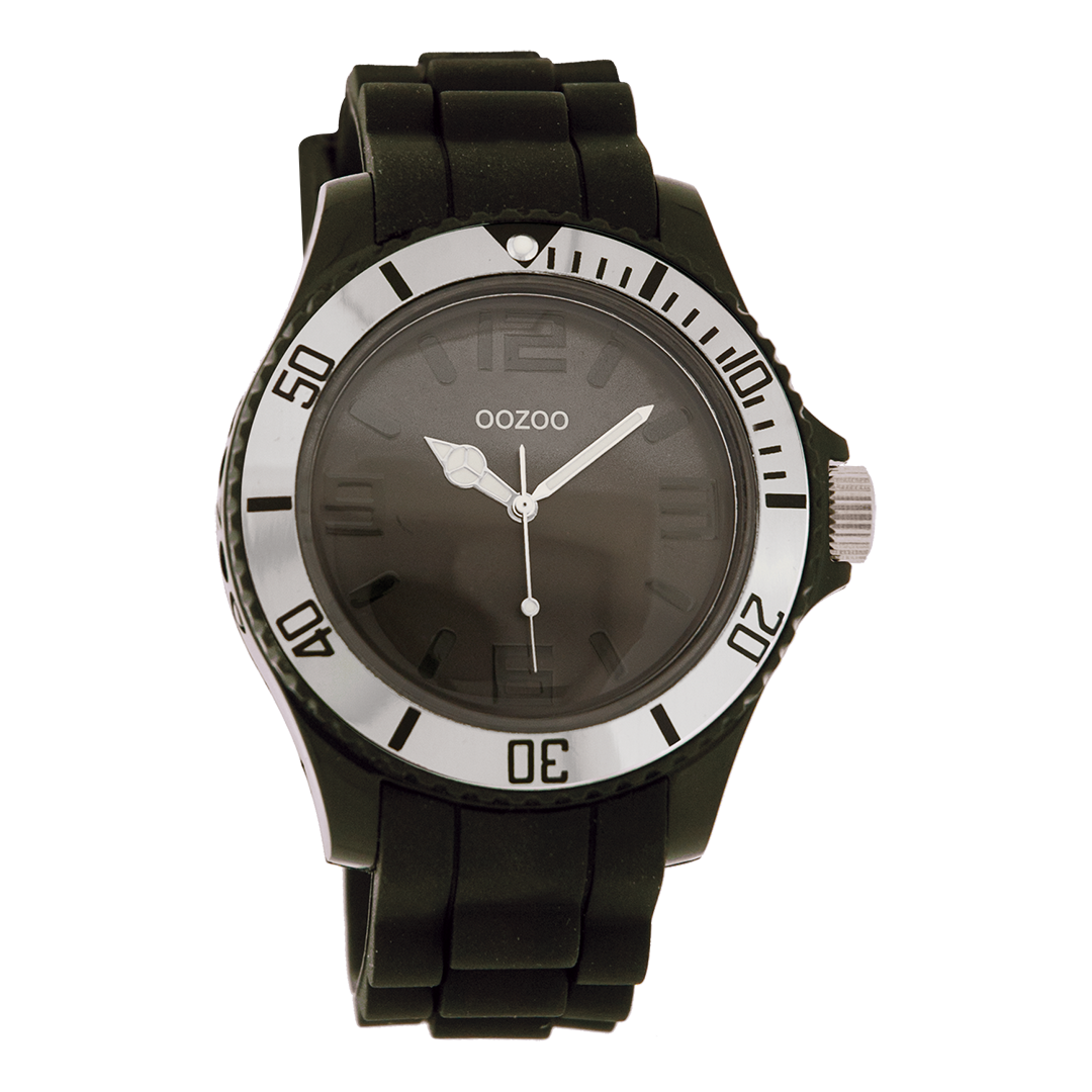 OOZOO Montre en noir avec bracelet en caoutchouc en noir - C4353