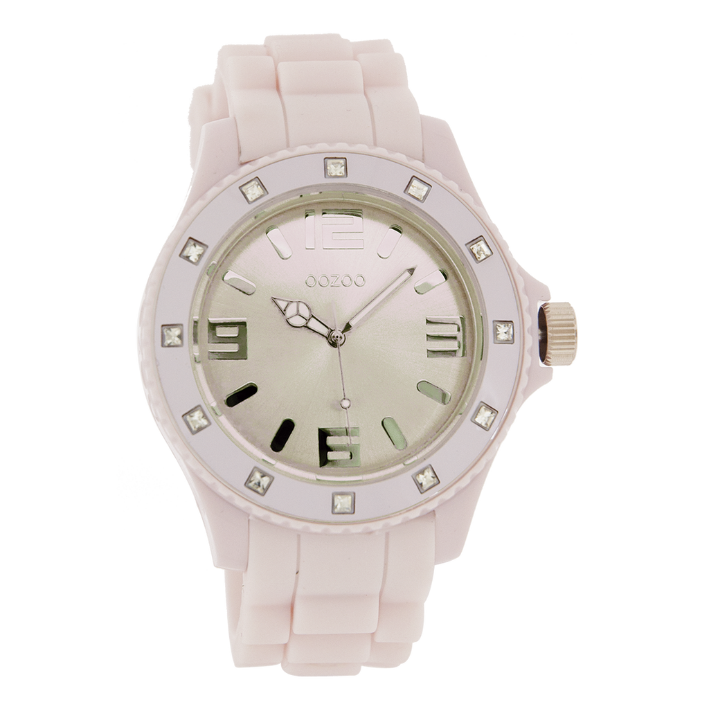 OOZOO Montre en vieux rose avec bracelet en caoutchouc en vieux rose - C4358