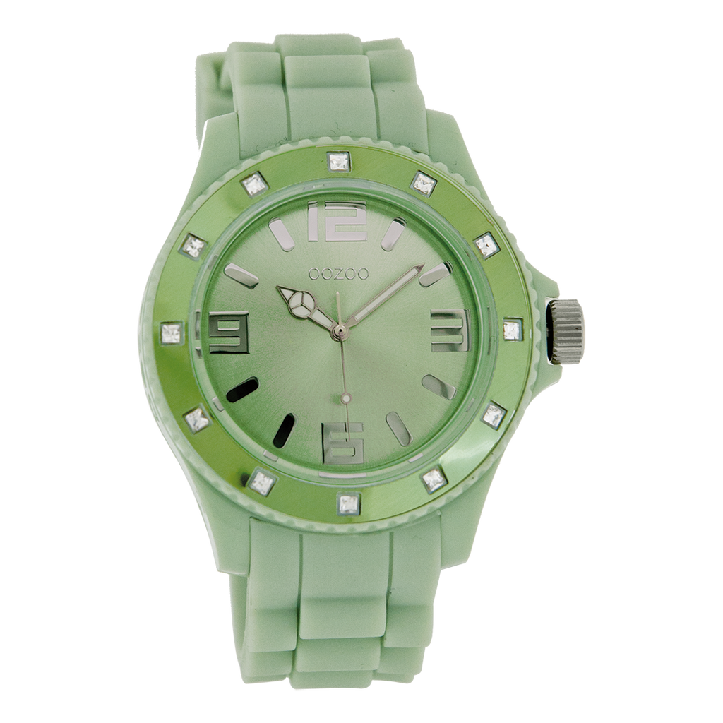 OOZOO Montre en vert jade avec bracelet en caoutchouc en vert jade - C4359
