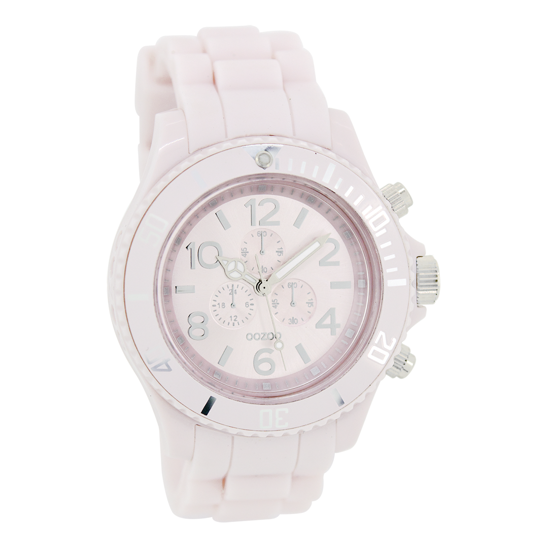 Oud roze OOZOO horloge met rubber band - C4833