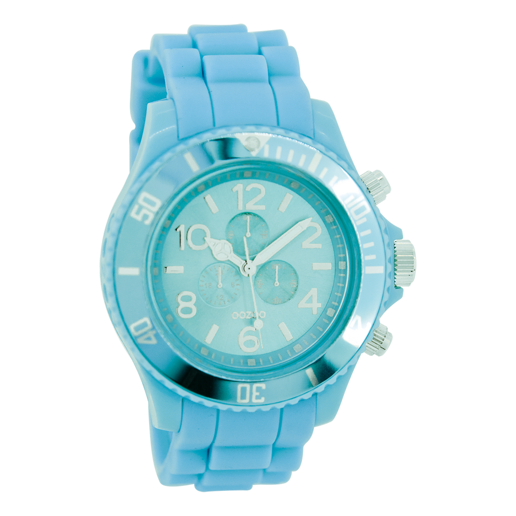 OOZOO Montre en blue clair avec bracelet en caoutchouc en blue clair - C4834