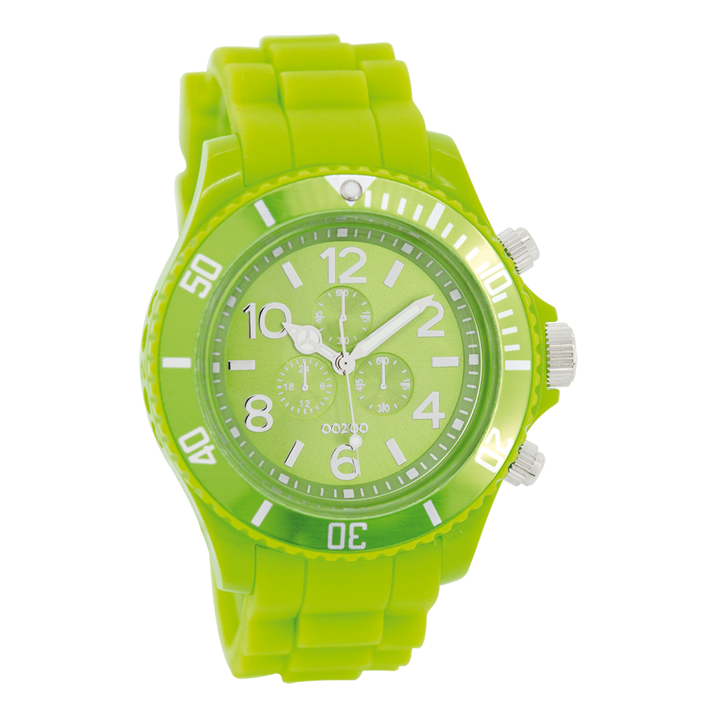 OOZOO Montre en vert fluo avec bracelet en caoutchouc en vert fluo - C4835