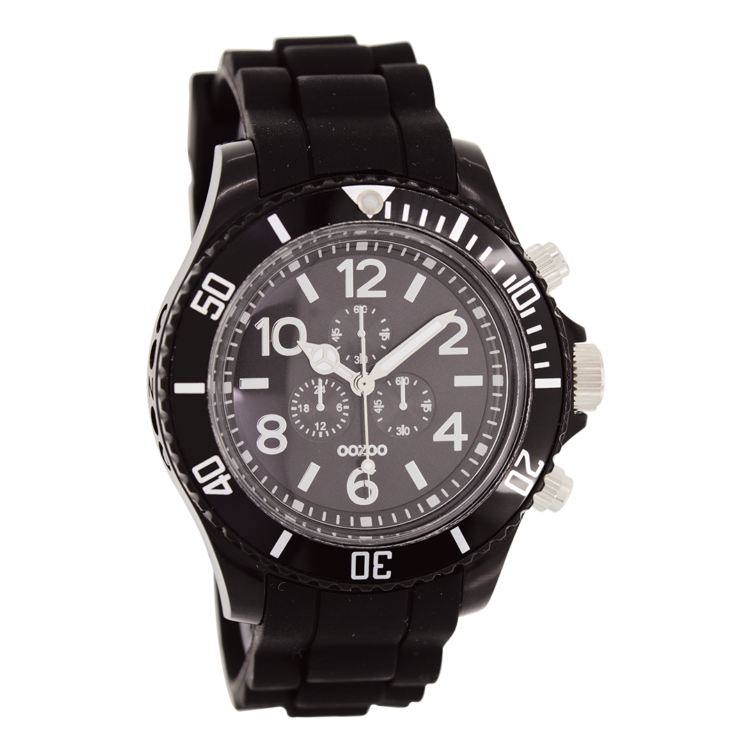 Zwarte OOZOO horloge met rubber band - C4839