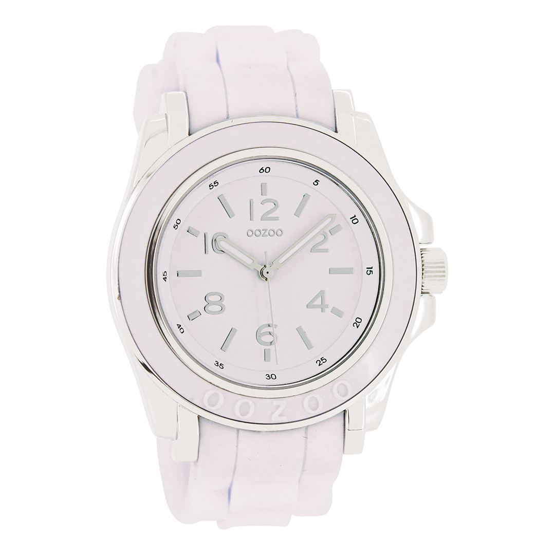 OOZOO Montre en couleur argent avec bracelet en caoutchouc en vieux rose - C4917