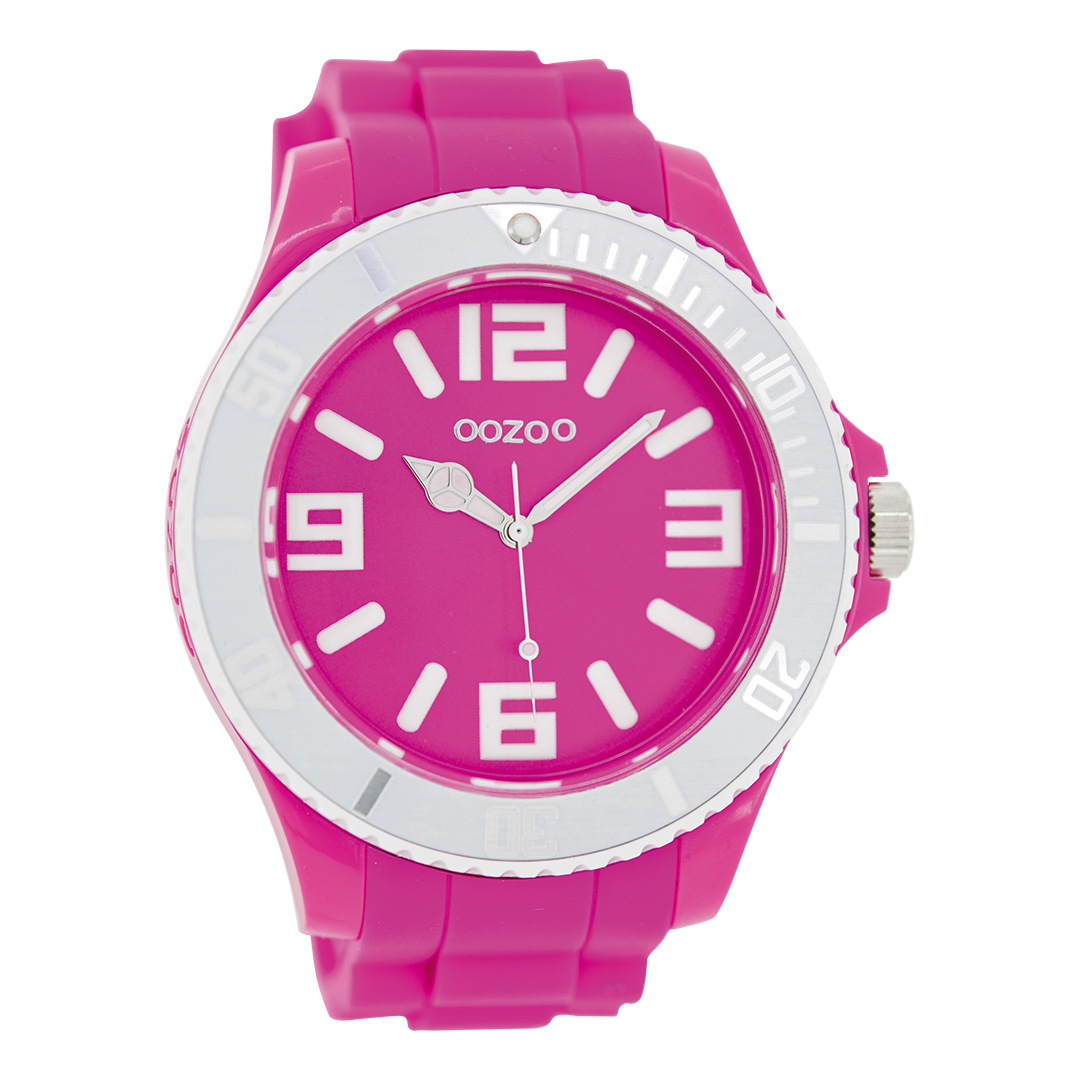 OOZOO Montre en rose avec bracelet en caoutchouc en rose - C5818
