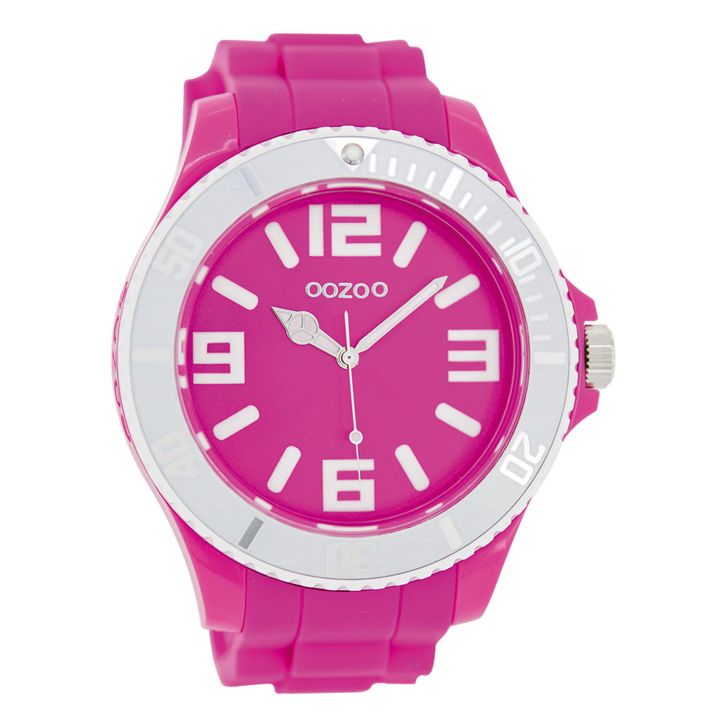 OOZOO Montre en rose avec bracelet en caoutchouc en rose - C5818