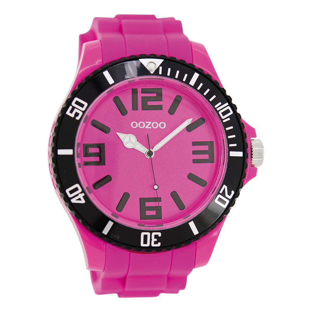 OOZOO Montre en rose avec bracelet en caoutchouc en rose - C5819
