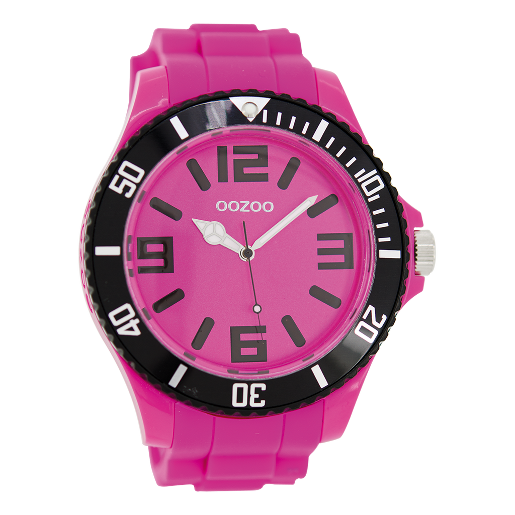 OOZOO Montre en rose avec bracelet en caoutchouc en rose - C5819