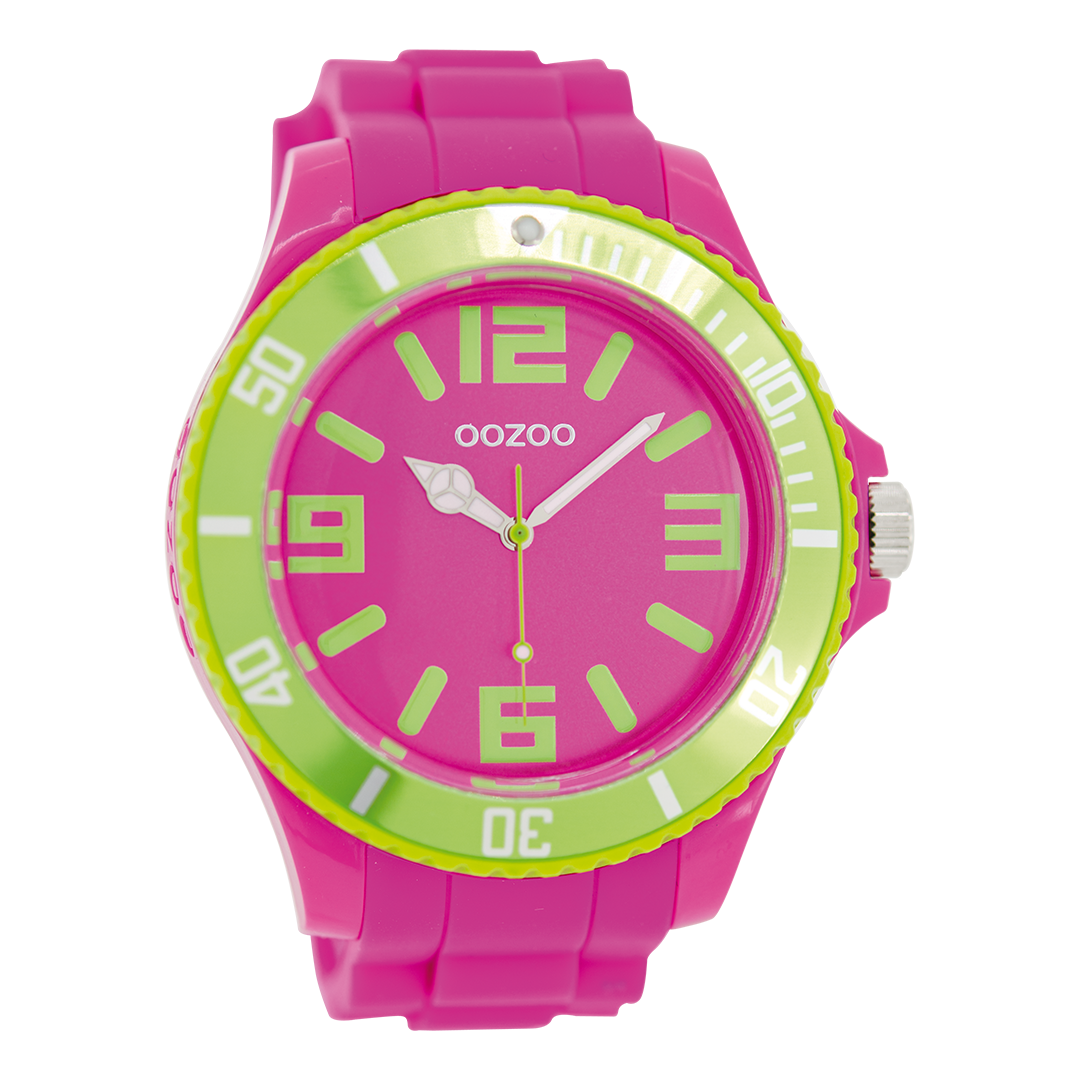 OOZOO Montre en rose avec bracelet en caoutchouc en rose - C5820