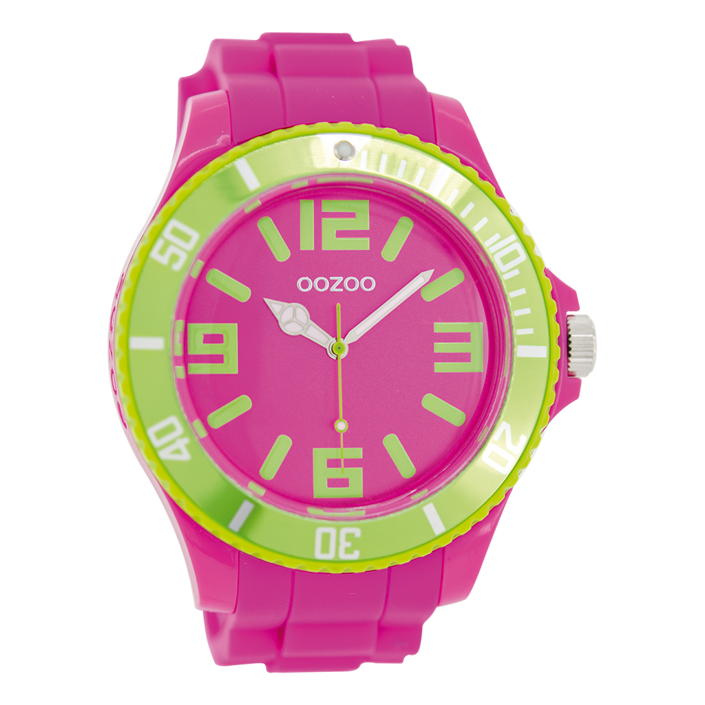 OOZOO Montre en rose avec bracelet en caoutchouc en rose - C5820