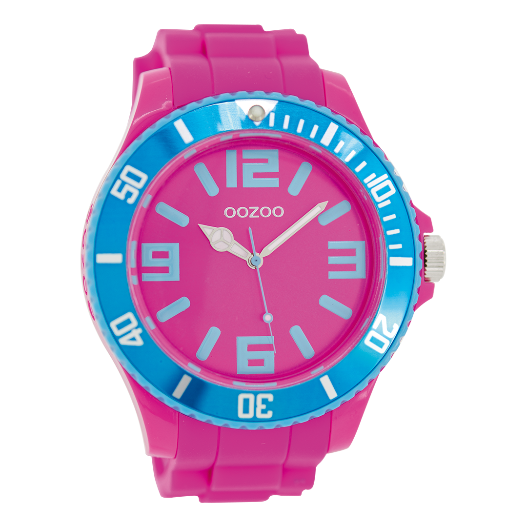 OOZOO Montre en rose avec bracelet en caoutchouc en rose - C5822