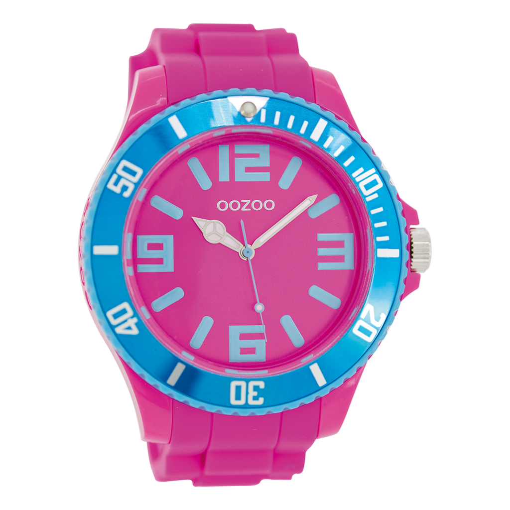 OOZOO Montre en rose avec bracelet en caoutchouc en rose - C5822