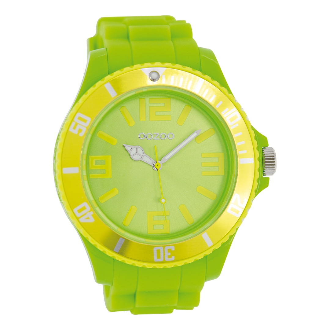 OOZOO Montre en vert fluo avec bracelet en caoutchouc en vert fluo - C5824