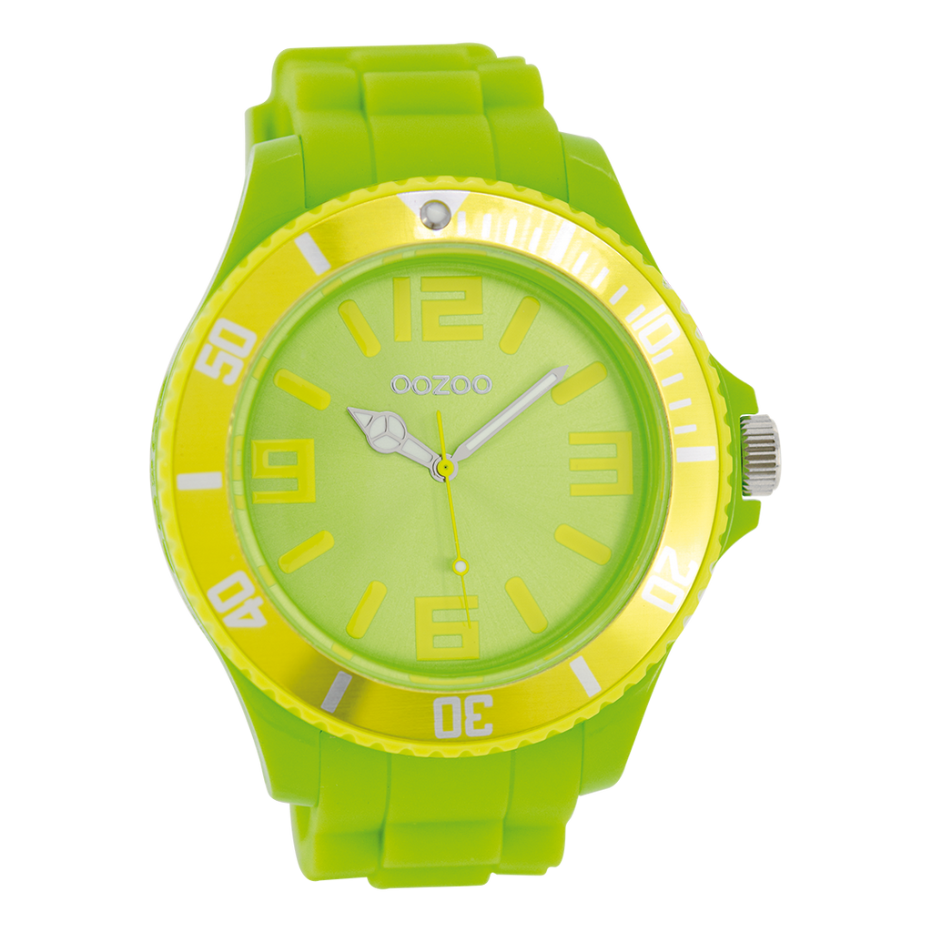 OOZOO Montre en vert fluo avec bracelet en caoutchouc en vert fluo - C5824
