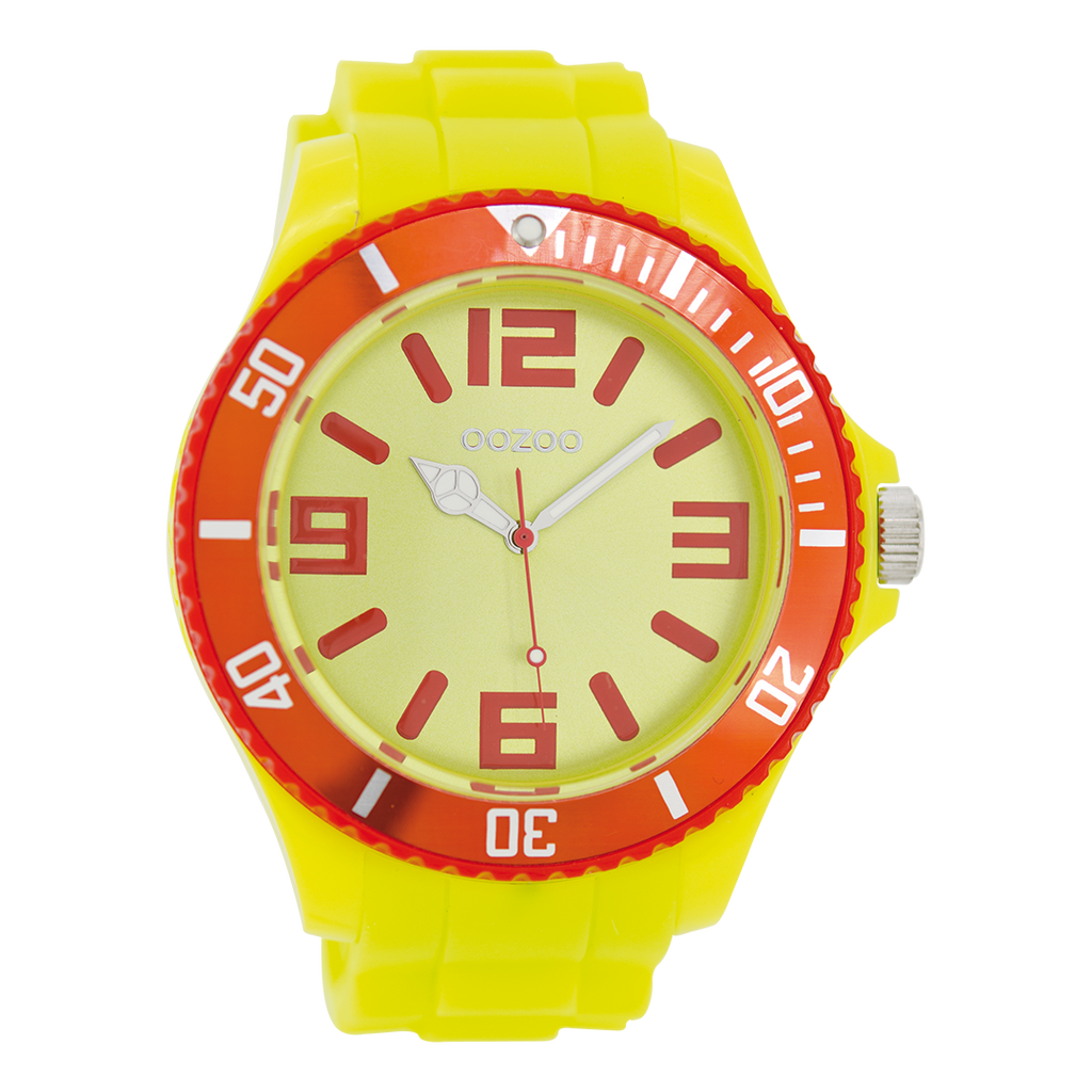 OOZOO Montre en jaune avec bracelet en caoutchouc en jaune - C5827