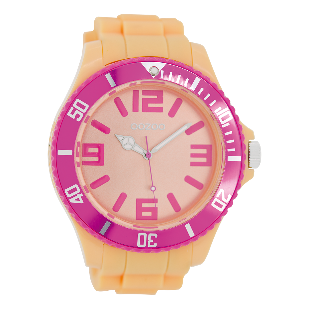 OOZOO Montre en couleur orange avec bracelet en caoutchouc en couleur orange - C5830