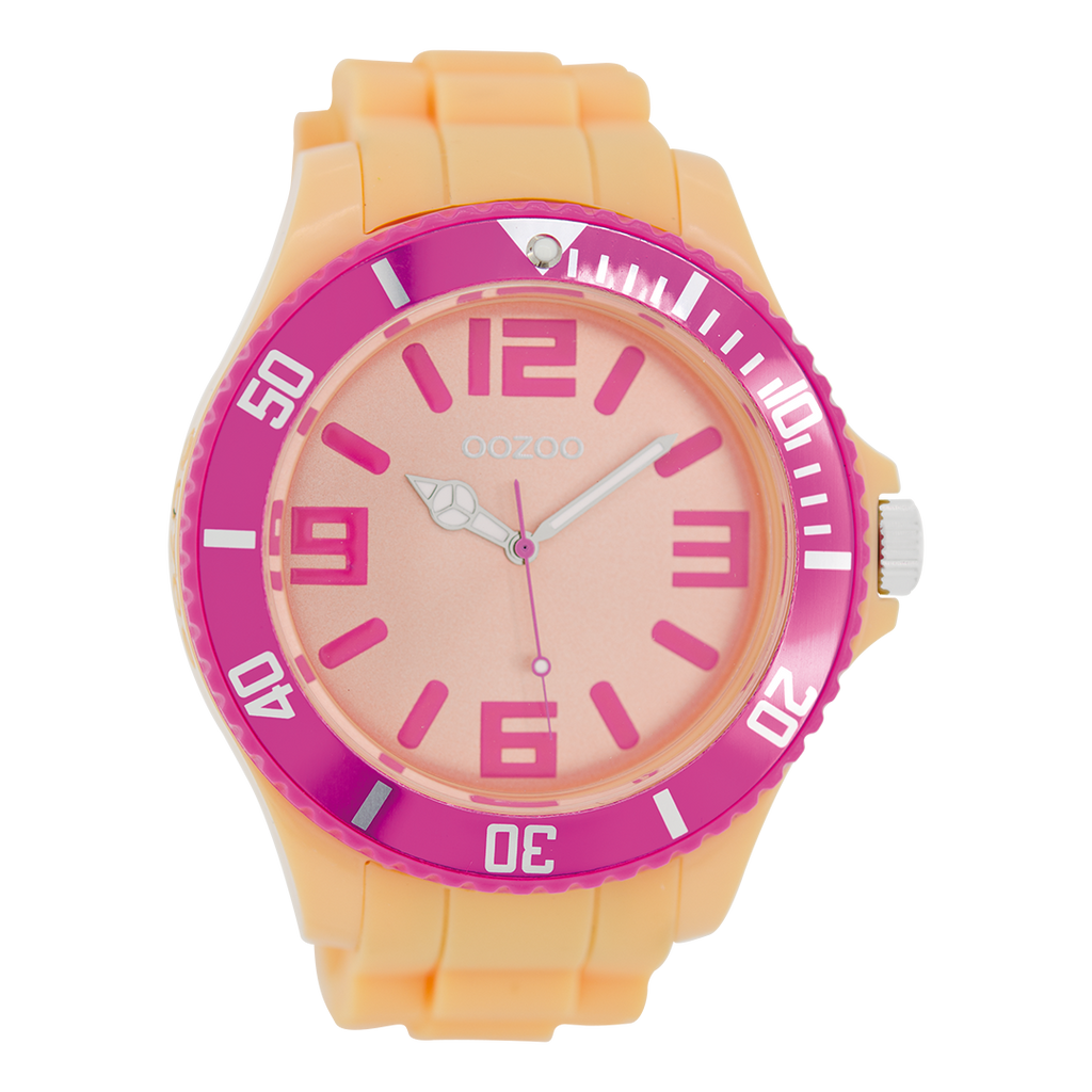 OOZOO Montre en couleur orange avec bracelet en caoutchouc en couleur orange - C5830