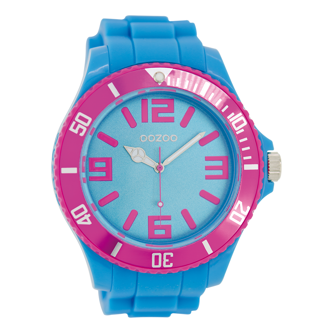 OOZOO Montre en bleu avec bracelet en caoutchouc en bleu - C5831