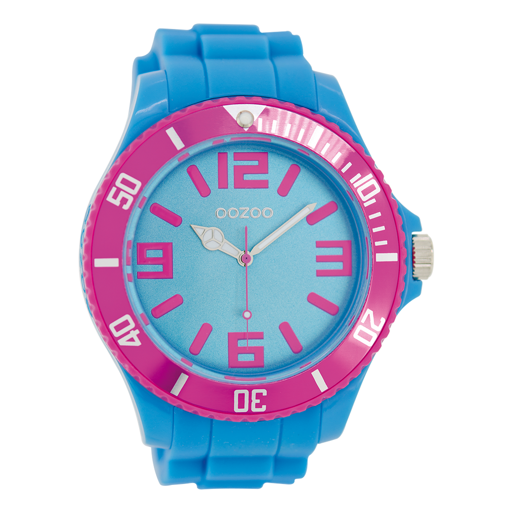 OOZOO Montre en bleu avec bracelet en caoutchouc en bleu - C5831