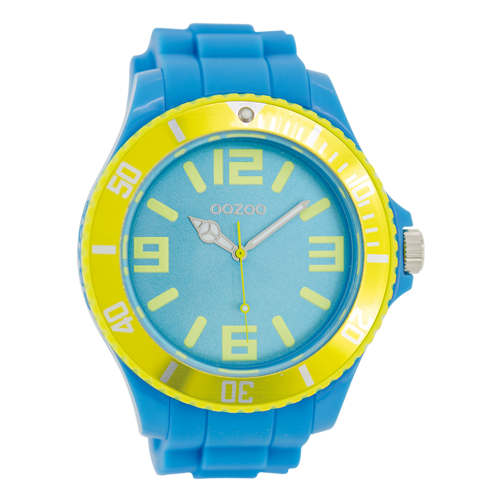 OOZOO Montre en bleu avec bracelet en caoutchouc en bleu - C5832
