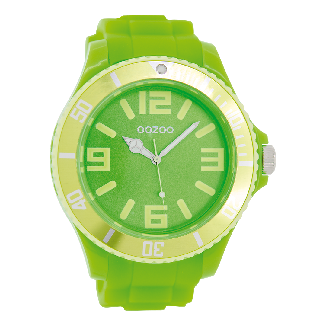 OOZOO Montre en vert fluo avec bracelet en caoutchouc en vert fluo - C5834