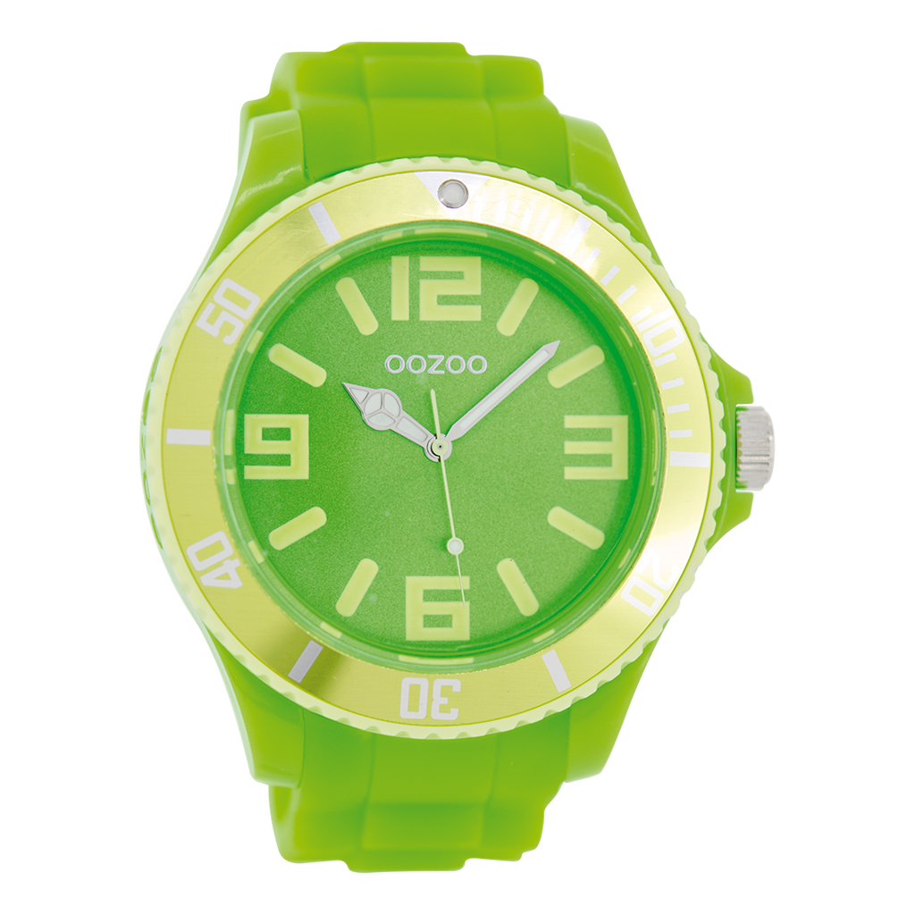 OOZOO Montre en vert fluo avec bracelet en caoutchouc en vert fluo - C5834