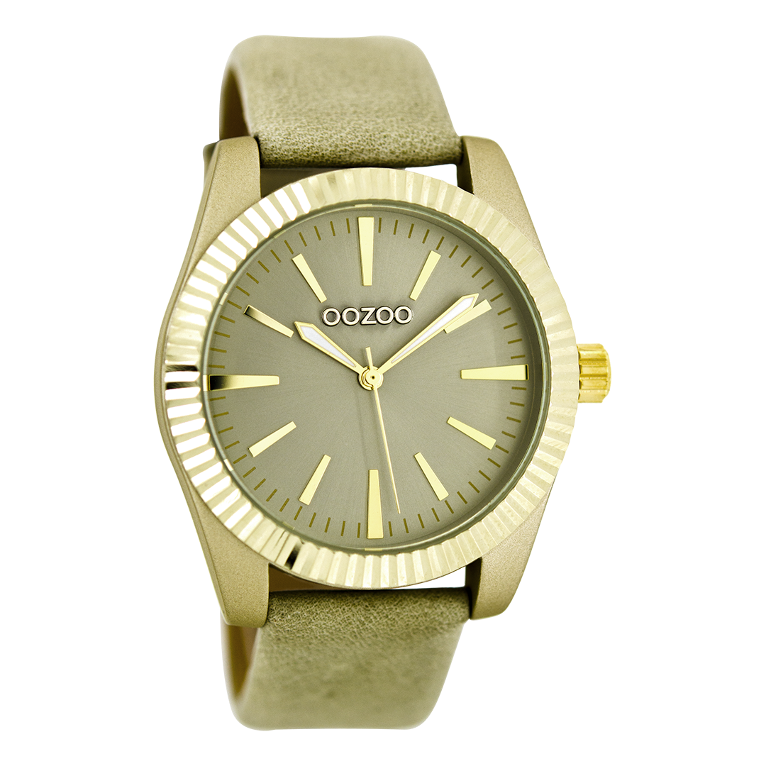 OOZOO Montre en couleur or avec bracelet en cuir en sable - C6515