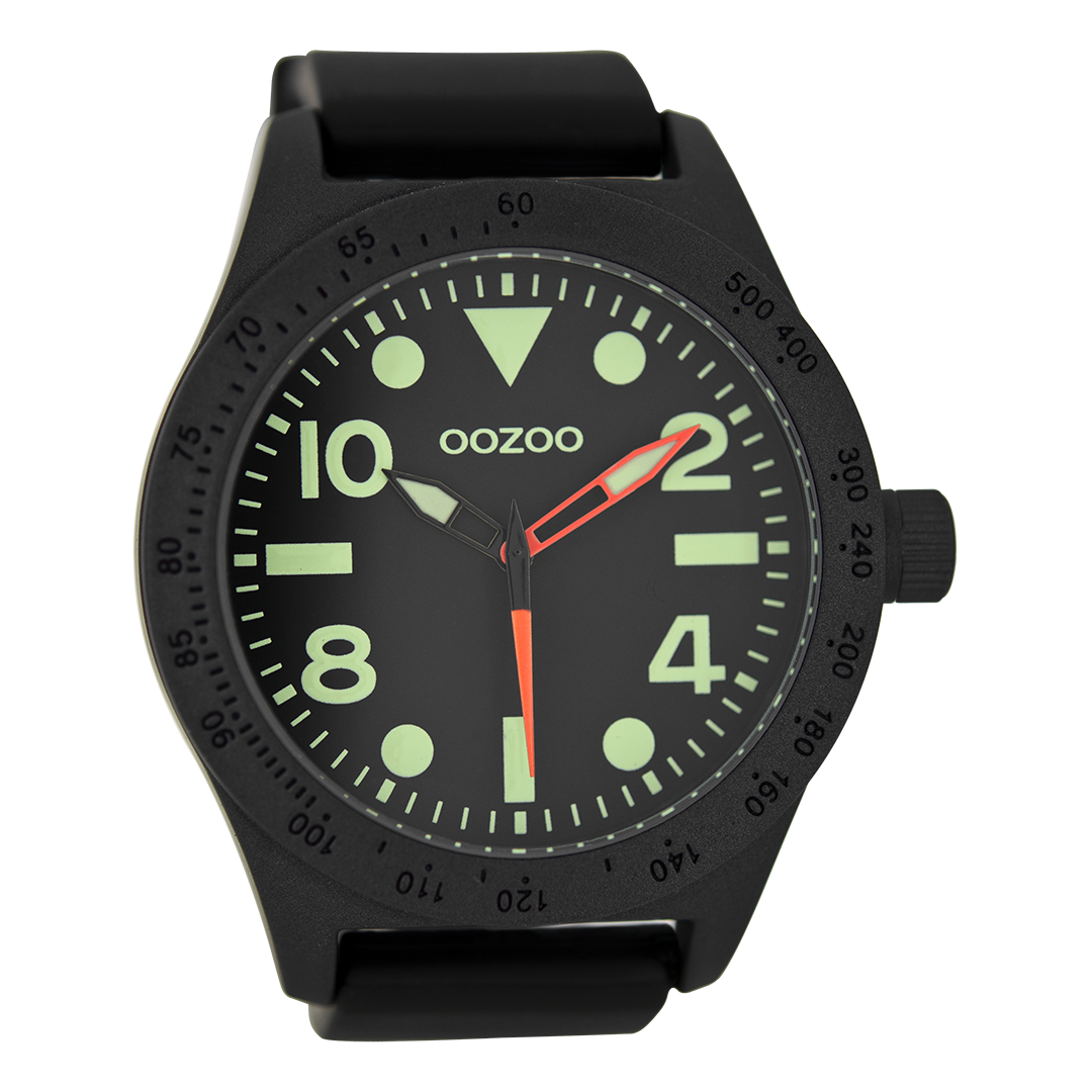 Zwarte OOZOO horloge met rubber band - C6754