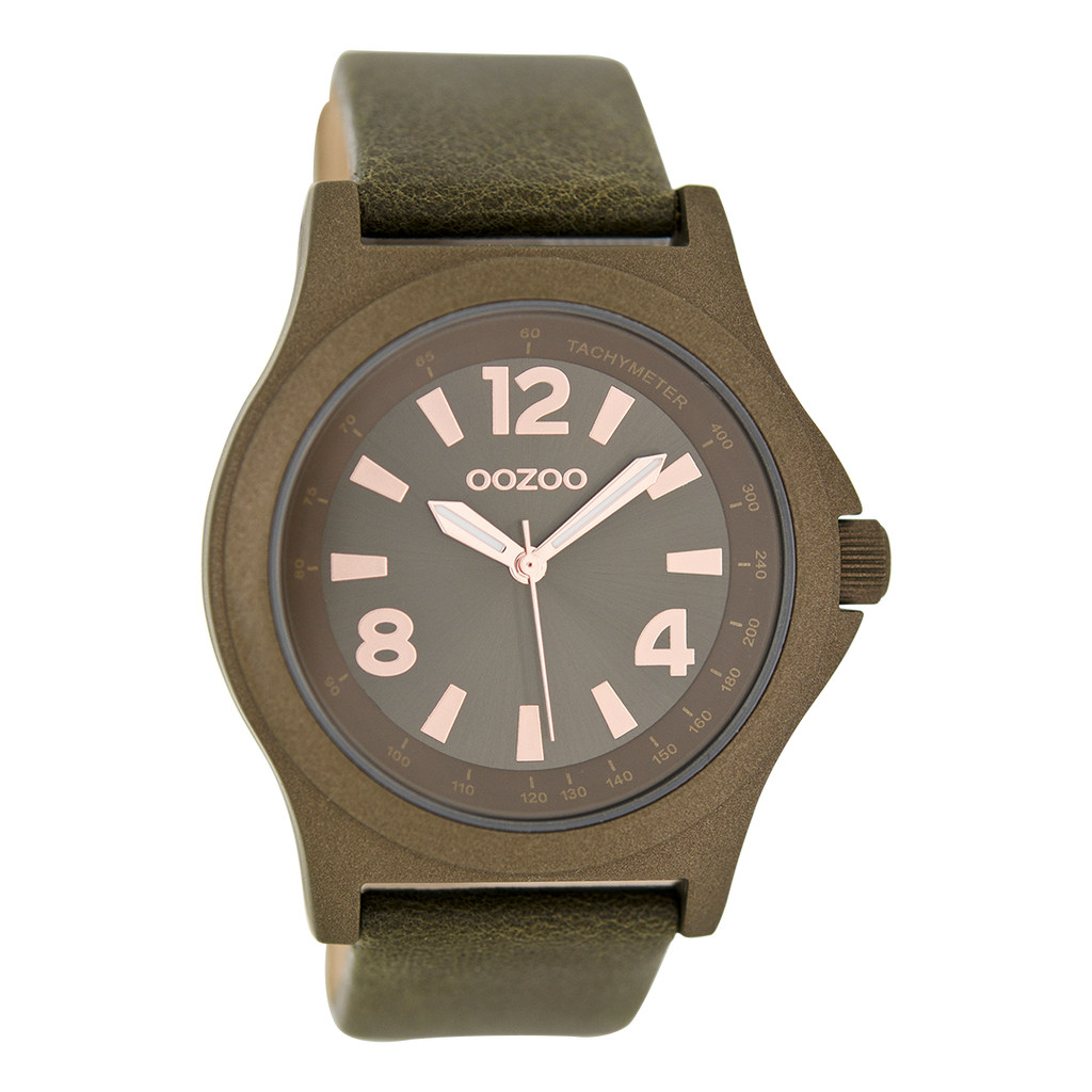 OOZOO Montre en taupe avec bracelet en cuir en taupe - C6878