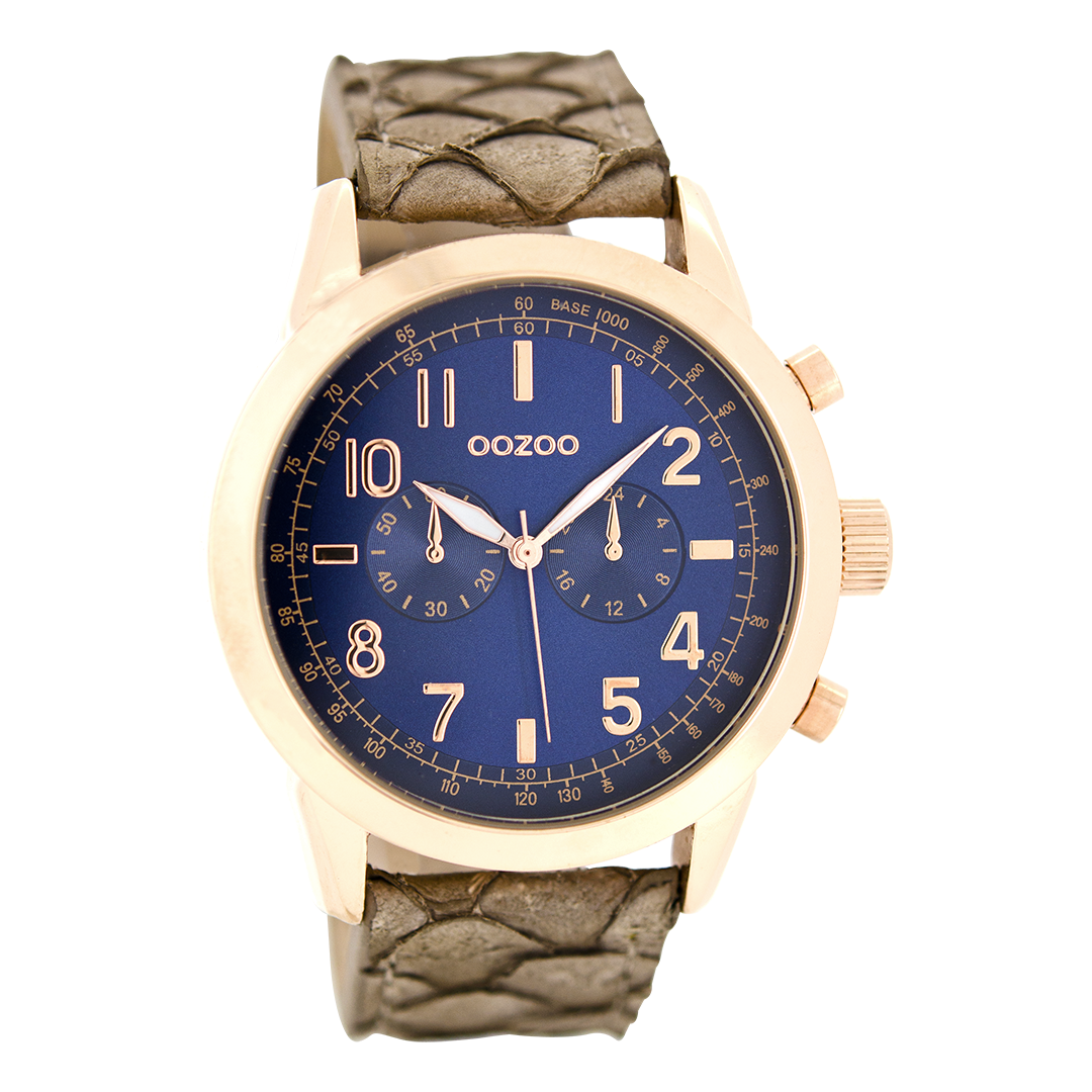 Rosé goudkleurige OOZOO horloge met bruine leren band - C6887