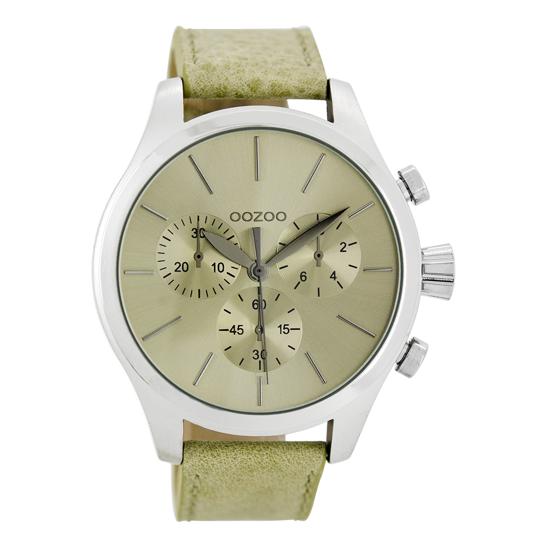 OOZOO Montre en couleur argent avec bracelet montre NATO en beige - C7060