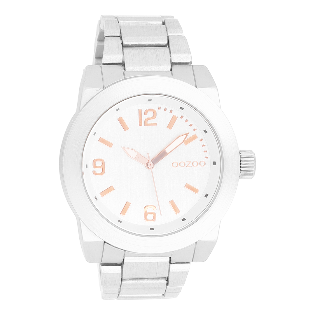 Zilverkleurige OOZOO horloge met roestvrijstalen armband - C7521